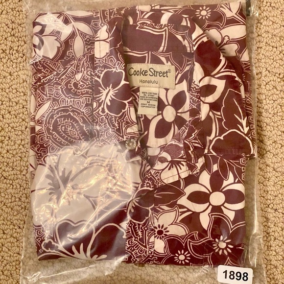 COOKE STREET Honolulu Maroon Floral Tropical Aloha Hawaiian Shirt Men M Medium - Picture 5 of 5